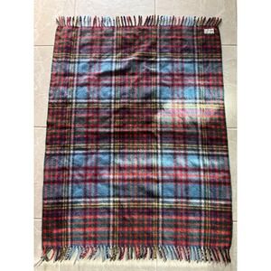 Vintage Alexanders Wool Throw Blanket Plaid 44" x 35" Cabin Classic Fringe